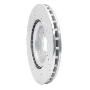 Mitsubishi Lancer Brake Rotor (1) - Front Right - R1 Concepts - Drilled & Slotted - Silver - `08-`15